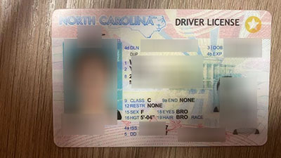 North Carolina fake driver's license