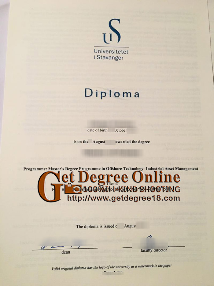 University of Stavanger fake diploma.