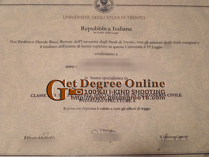 Buy fake UNITN diploma