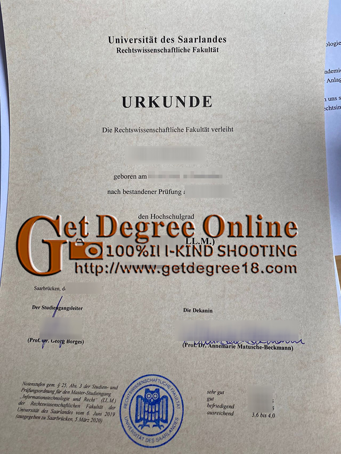 Fake Saarland University Diploma