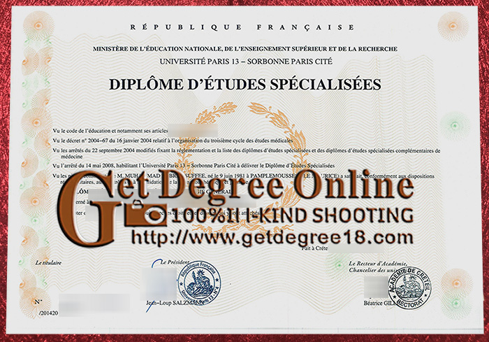 Fake Universite Paris-XIII Diploma
