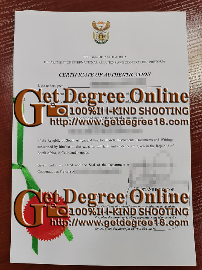 Certificate of Authentication