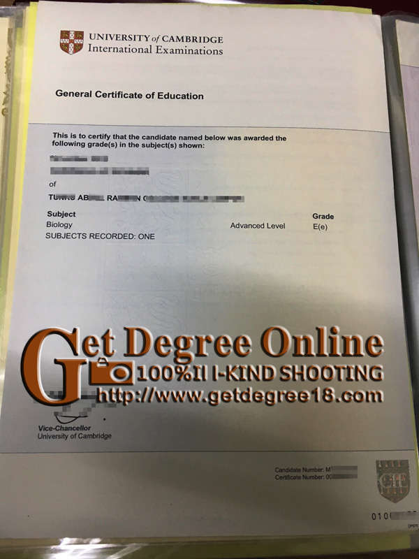  University of Cambridge CIE GCE certificate