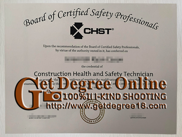 Certified Safety Professionals CHST  certificate