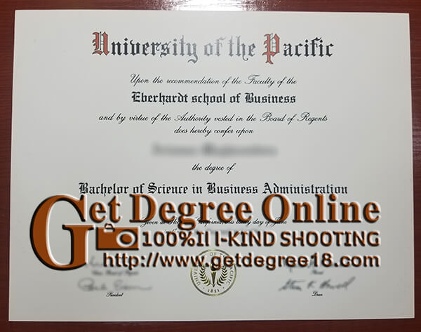 University of the Pacific degree certificate