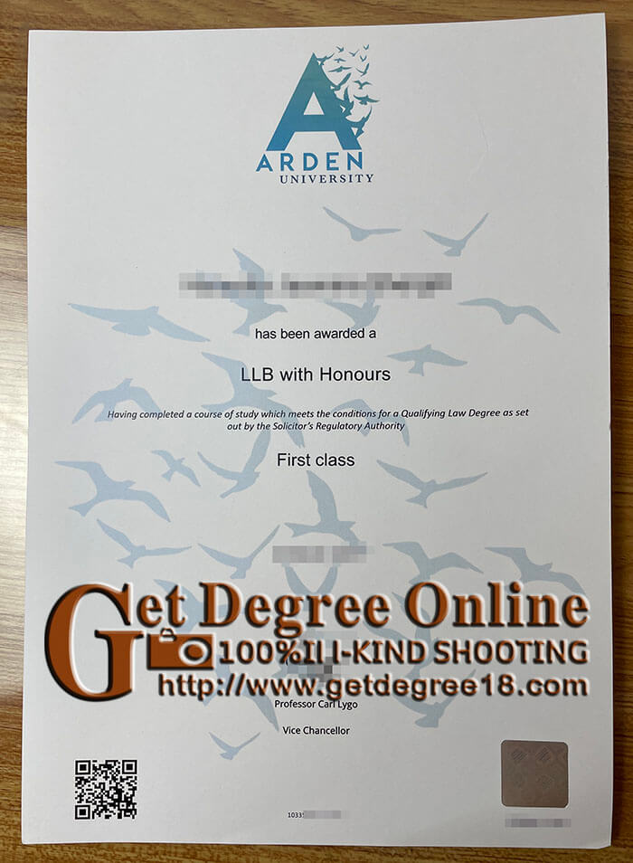 Arden University certificate