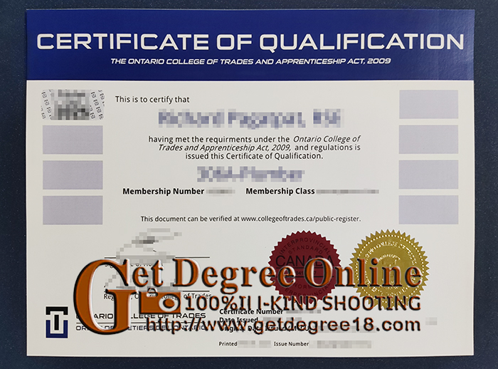 Ontario College of Trades degree certificate